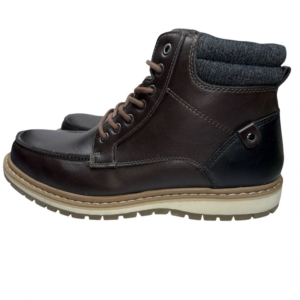 Sonoma‎ Boots Mens 10.5M Ankle Top Lace Up Brown Faux Leather Casual Comfort